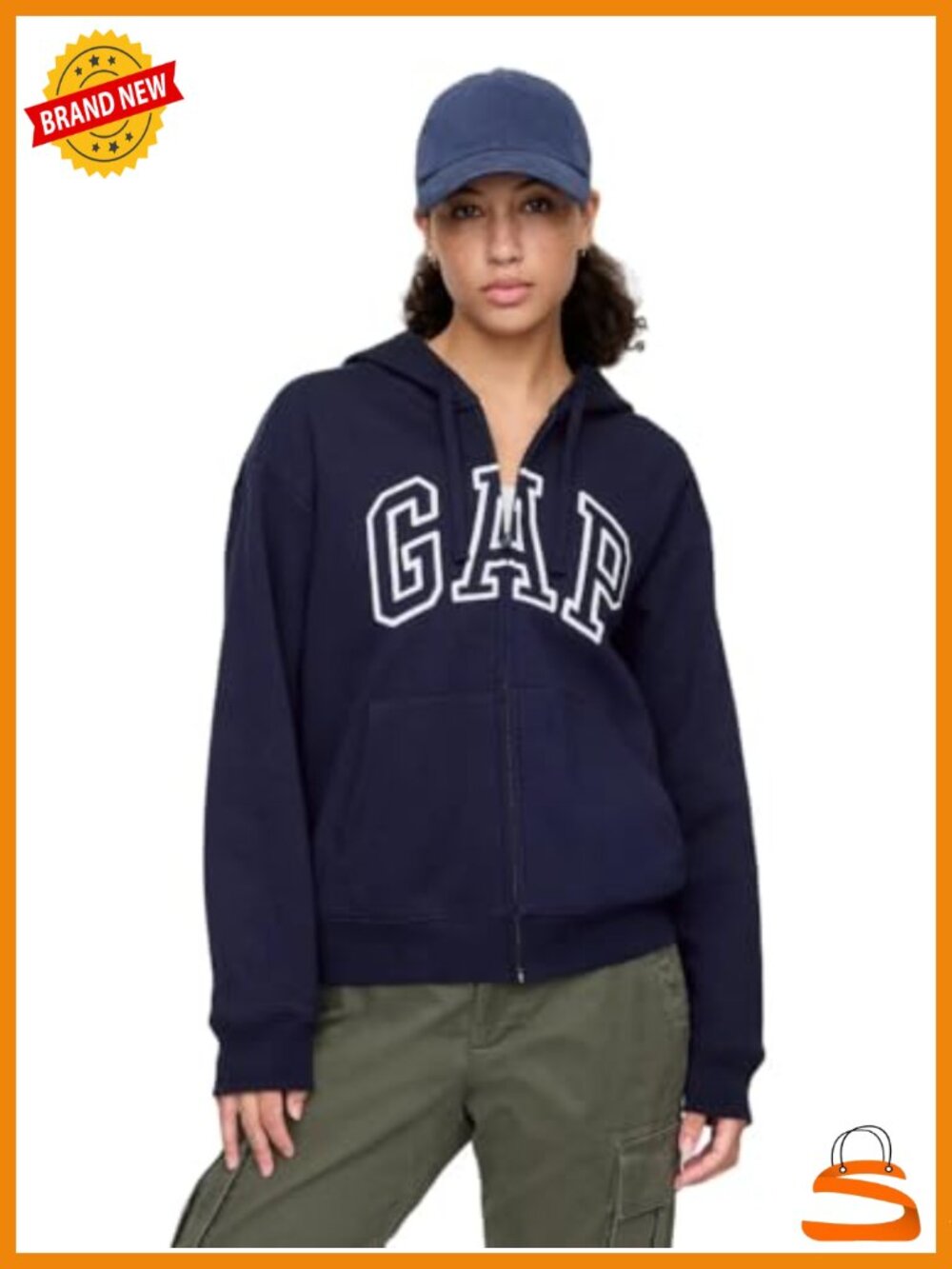 Women's Logo Hoodie Full Zip Hooded Sweatshirt Long Sleeve Cotton Blend